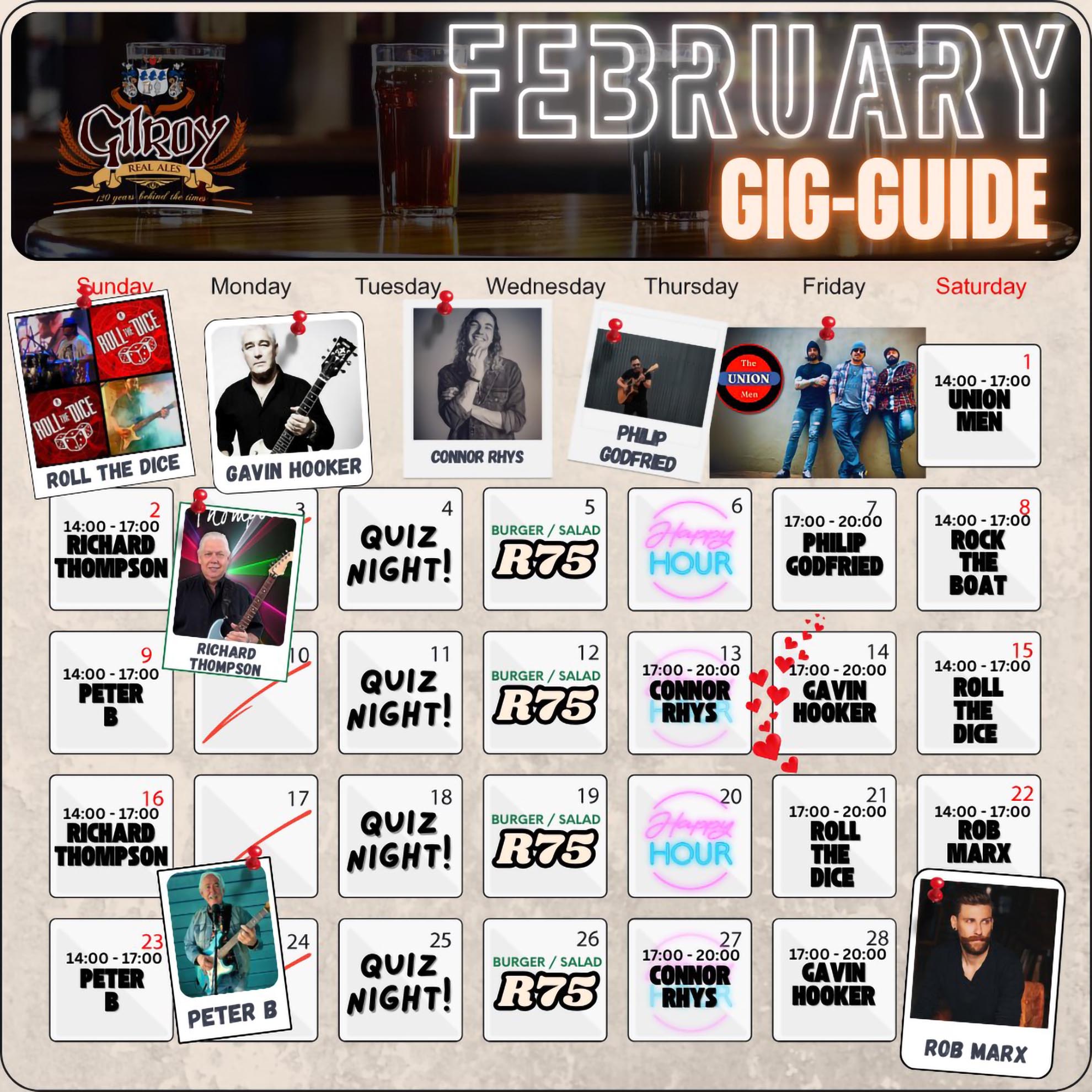 GILROYS GIG GUIDE FEB